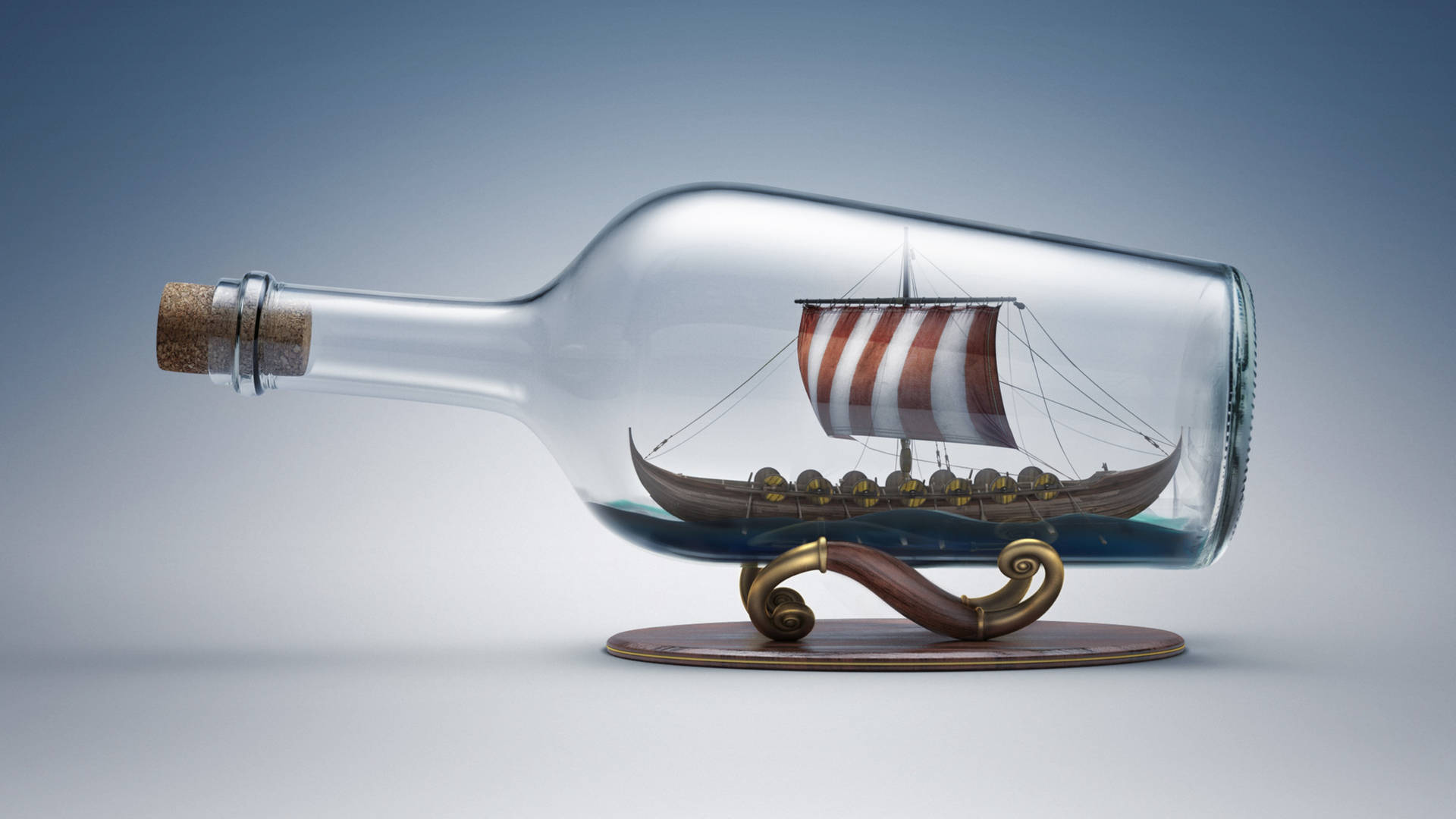Viking Ship In A Bottle Wallpaper