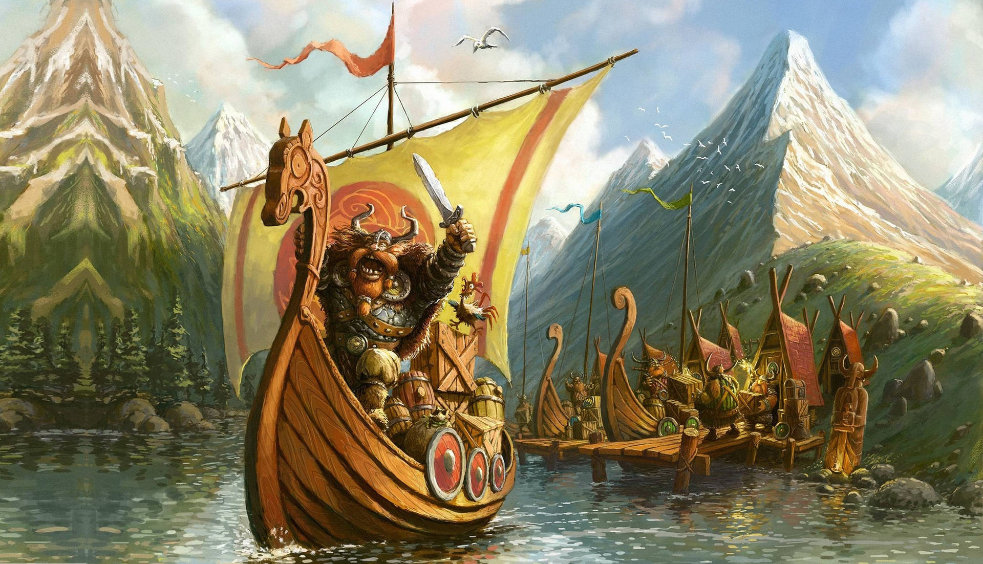 Viking Ship Norsemen Wallpaper