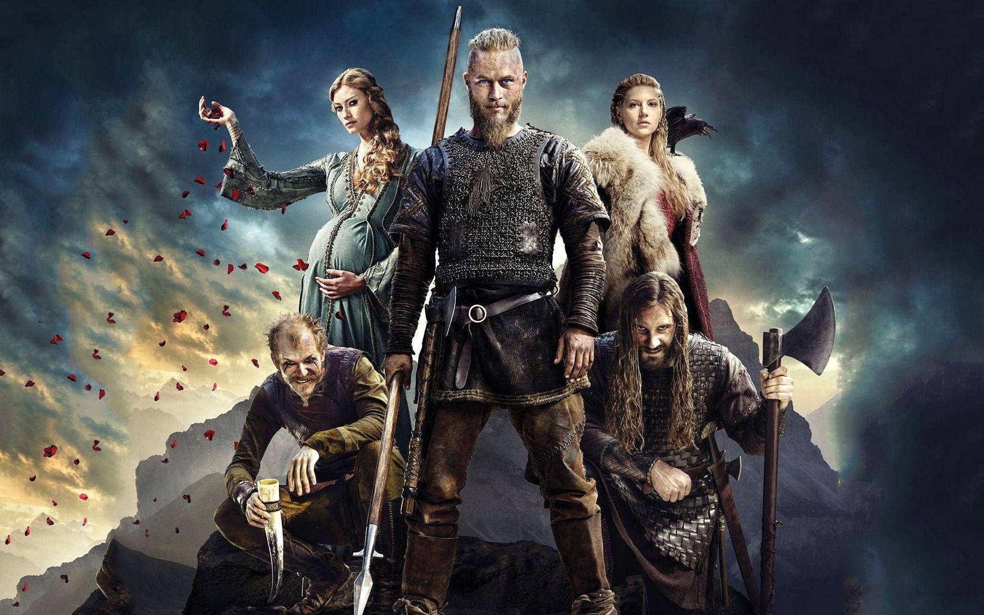 Vikinger Karakterer Dramatisk Pose Plakat Wallpaper
