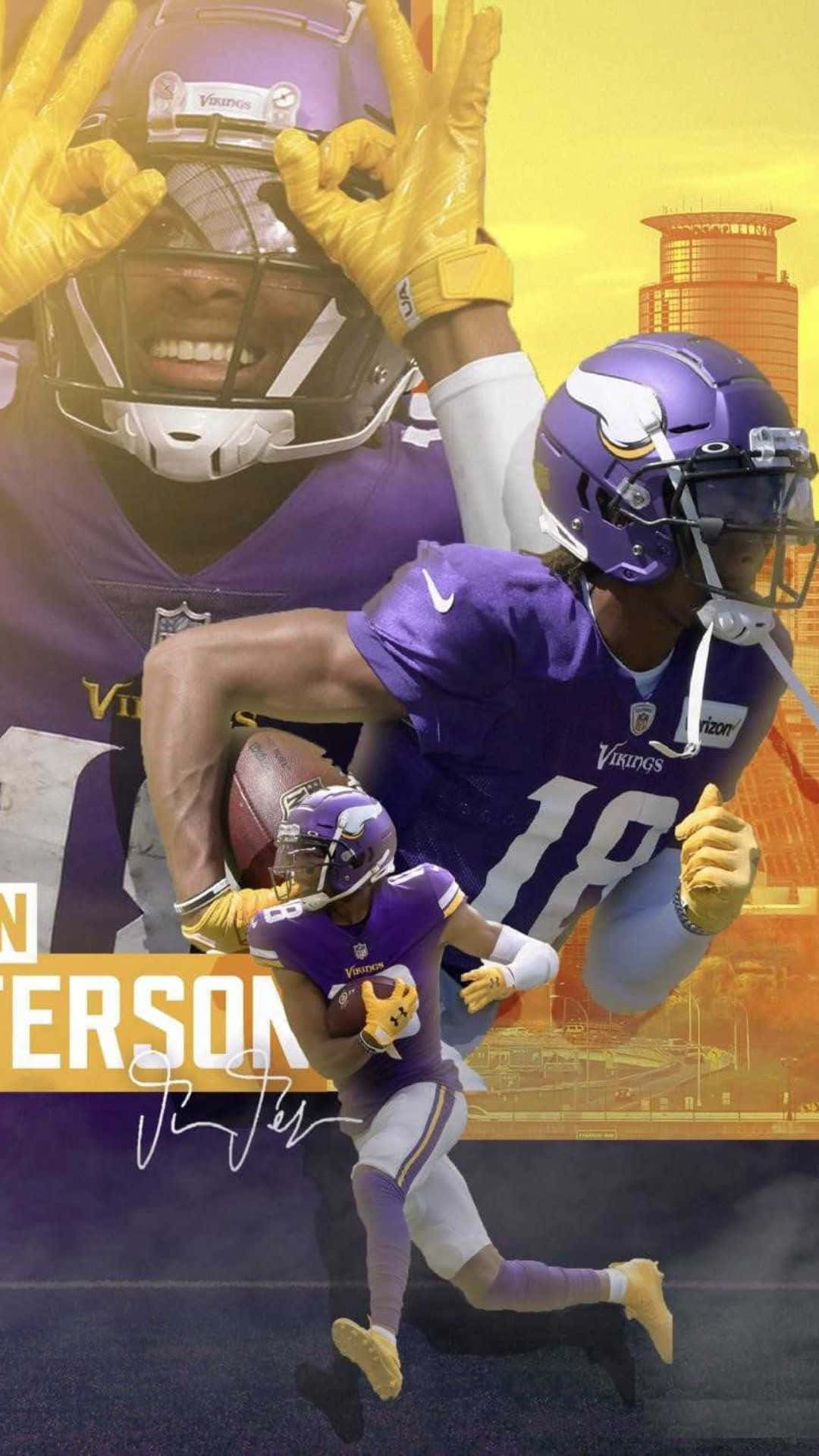 Vikings Football Player Action Collage Wallpaper