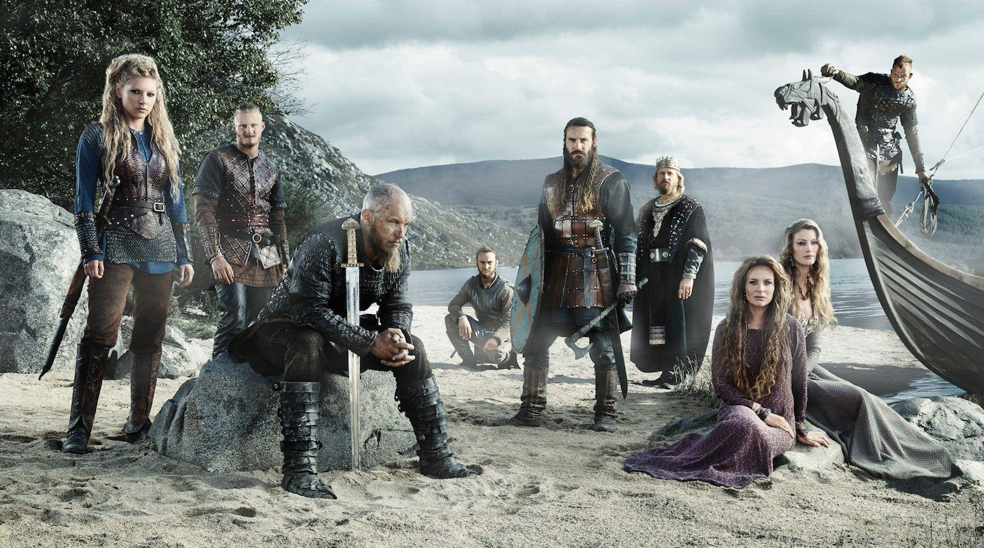 Vikings Lead Characters By The Shore Wallpaper