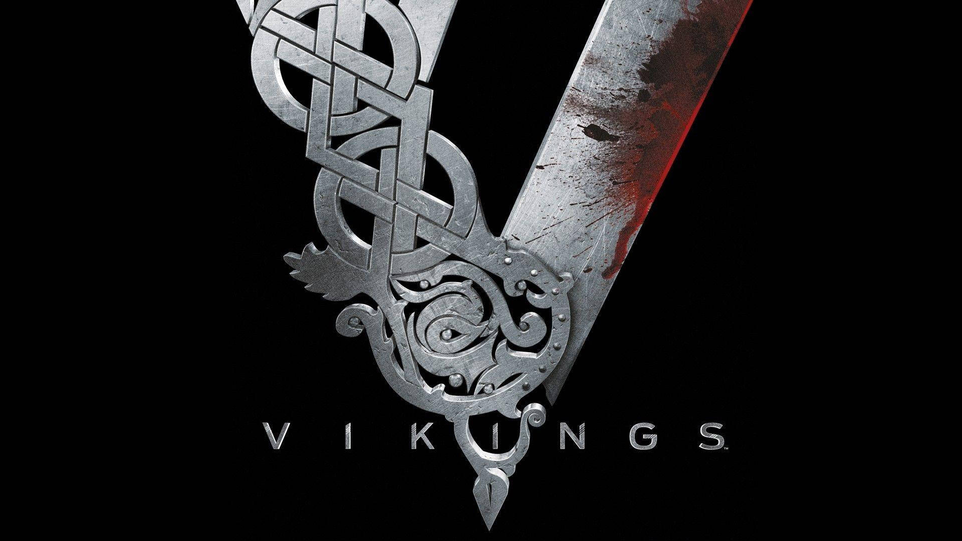 Vikings Logo Med Blod Wallpaper