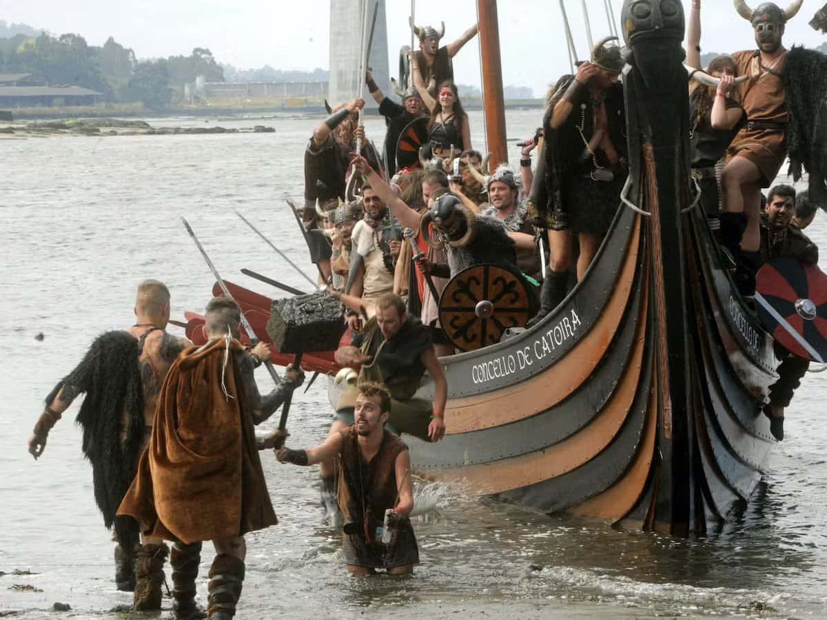 Vikings On A Boat In The Water