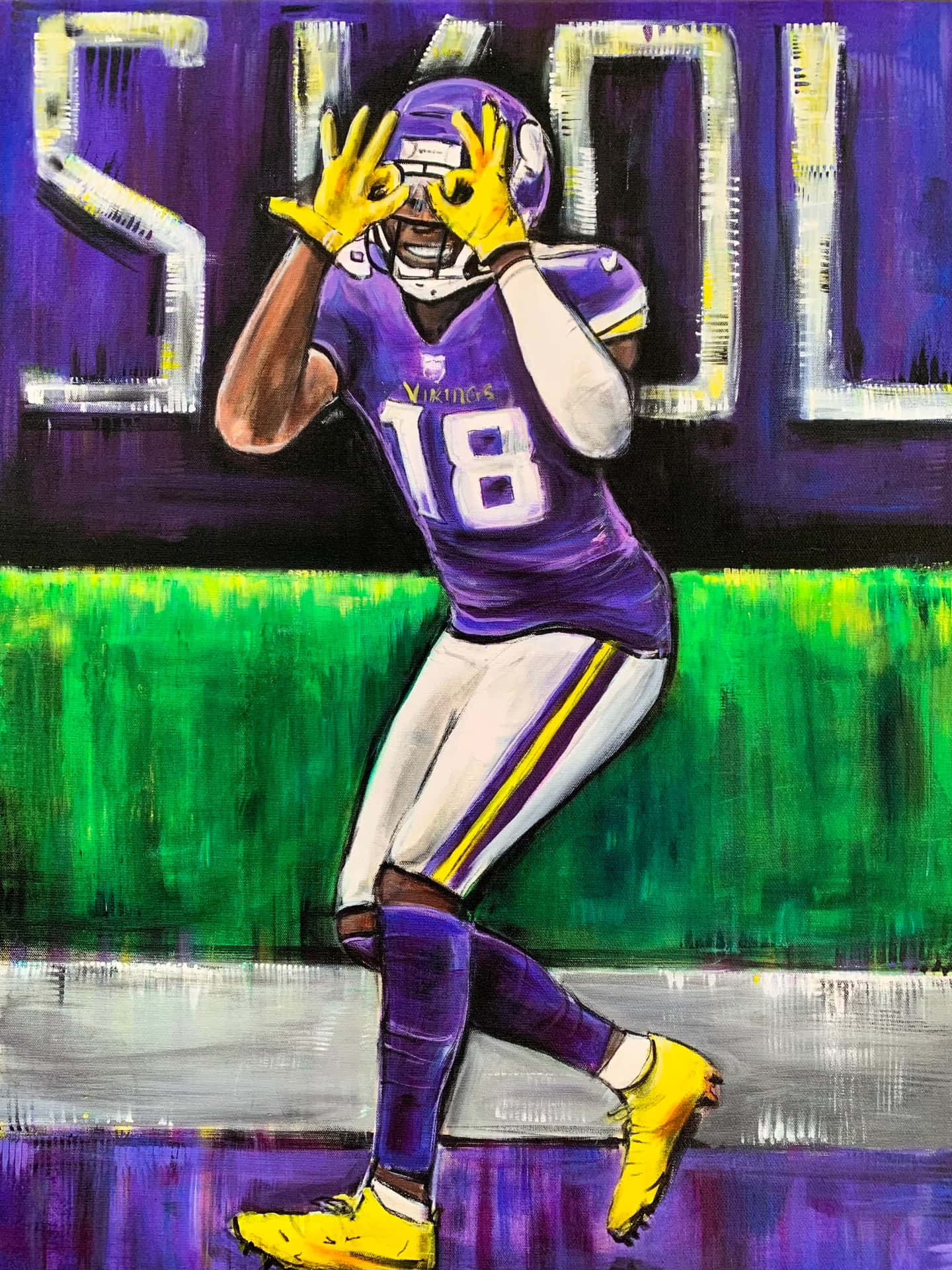 Vikings Player Griddy Dance Painting Wallpaper