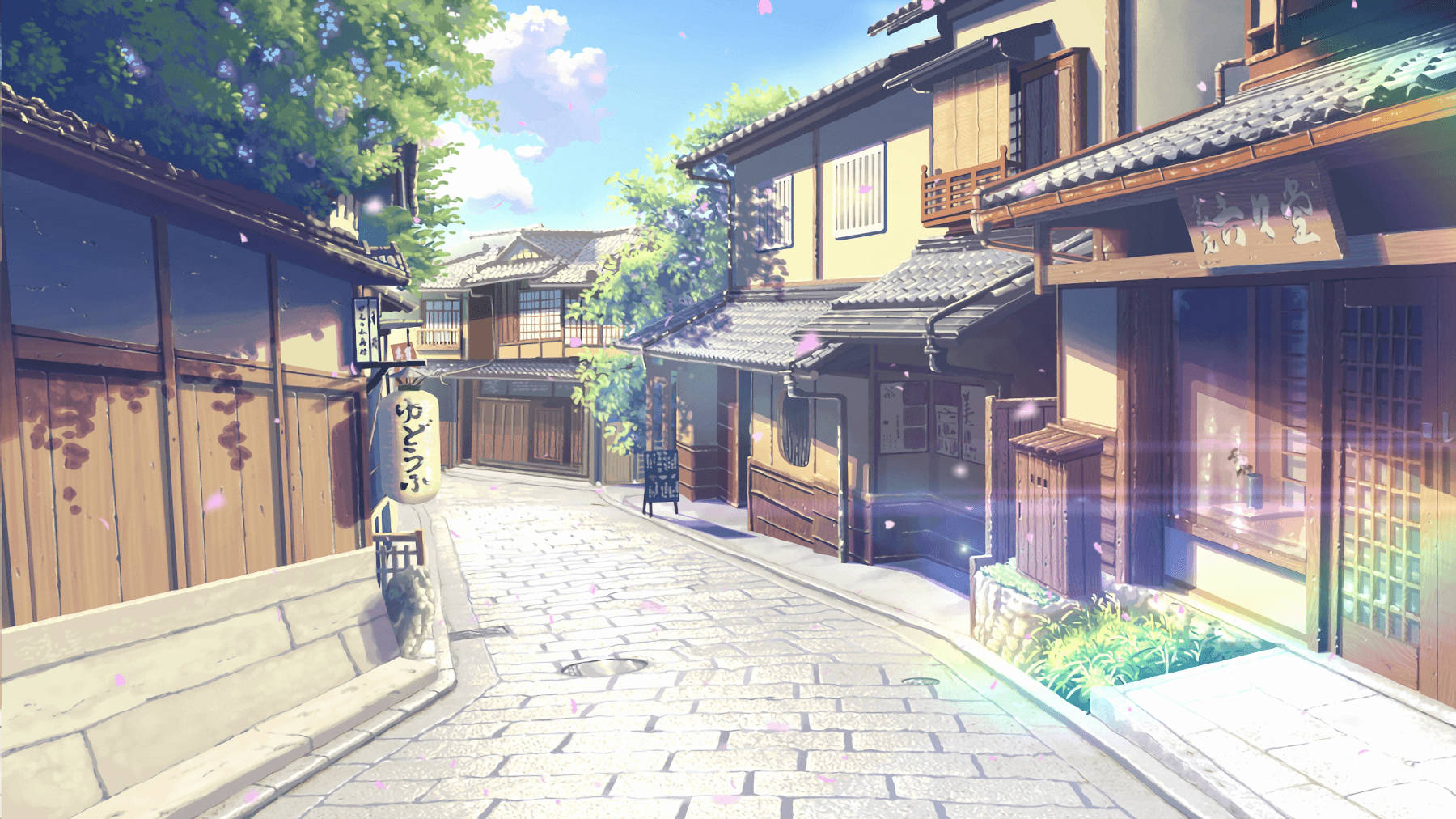 Village Street In Japanese Anime City Wallpaper