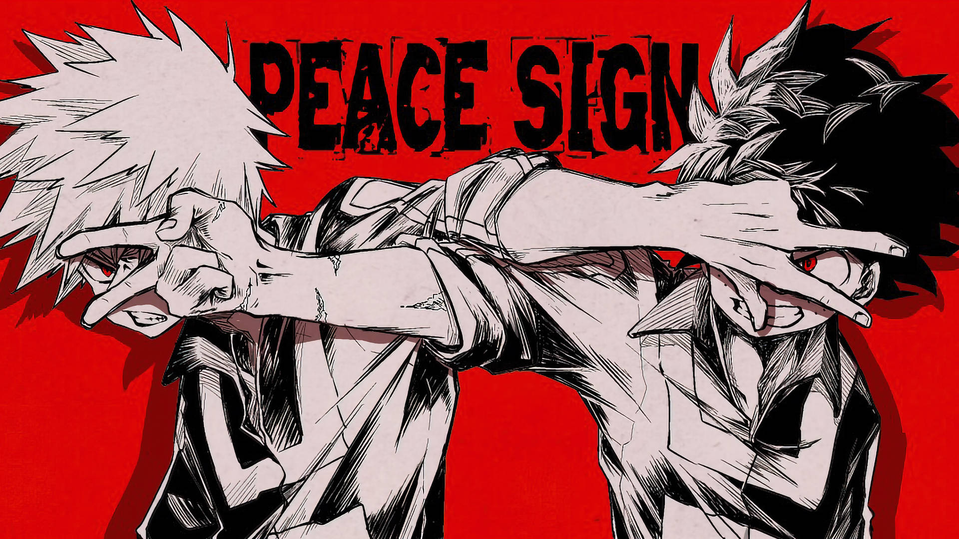 Villain Deku And Katsuki Peace Sign