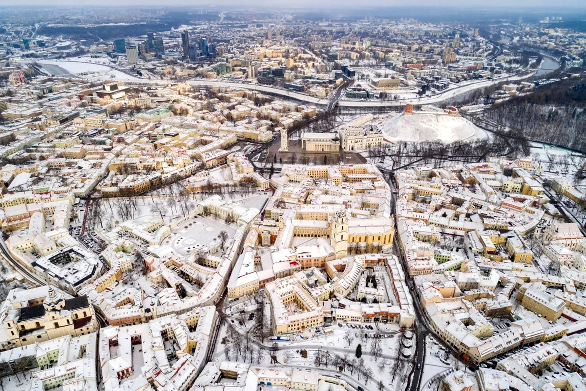 Vilnius Old Town At Winter Wallpaper
