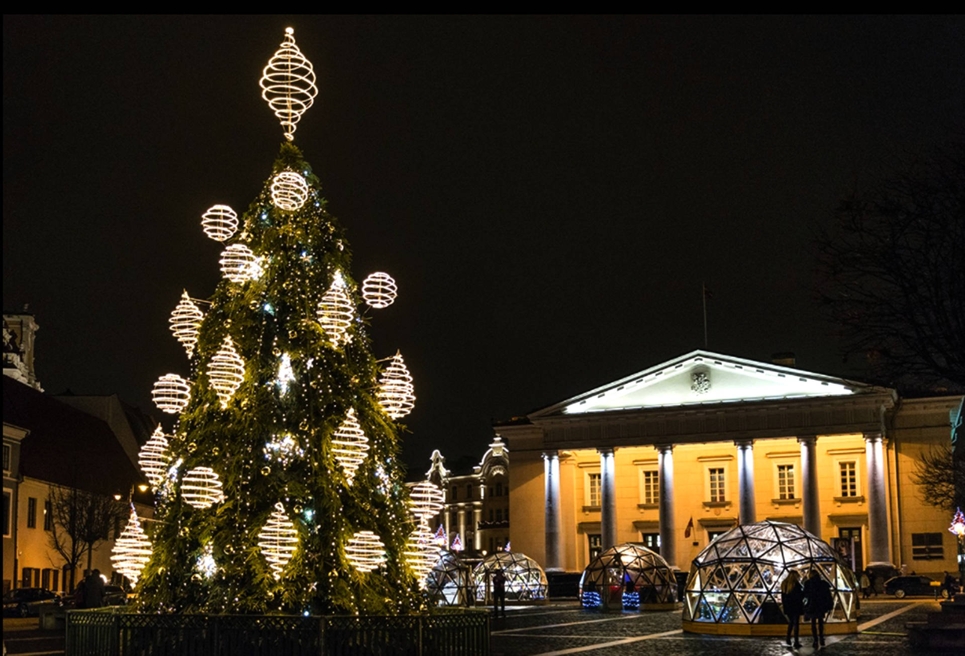 Árbolde Navidad Del Ayuntamiento De Vilnius Fondo de pantalla