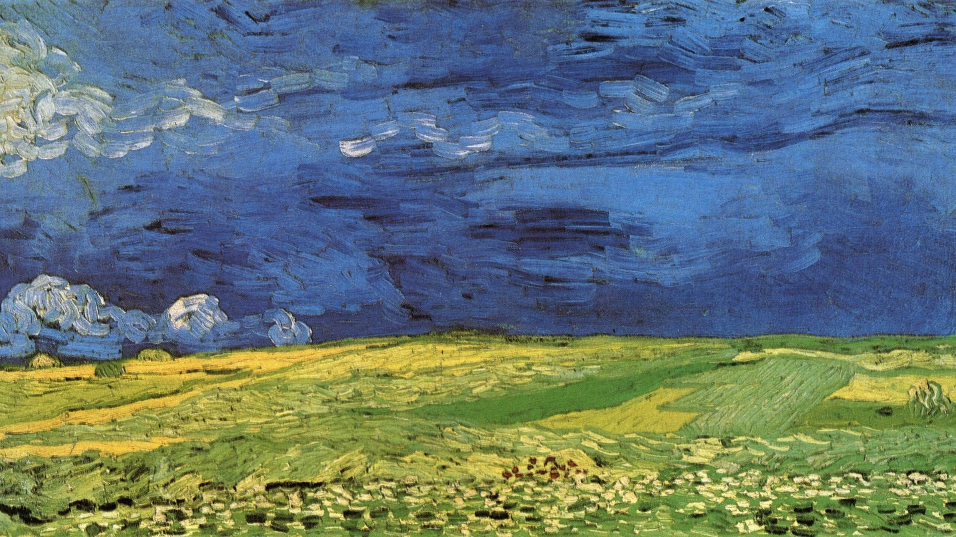 Vincent Van Gogh Wheatfield Under Thunderclouds Wallpaper