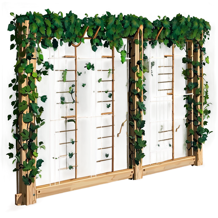 Vine Adorned Trellis Wooden Structure PNG