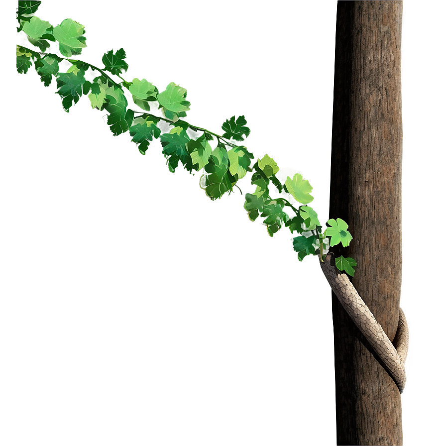 Vine Climbing Wooden Pole PNG