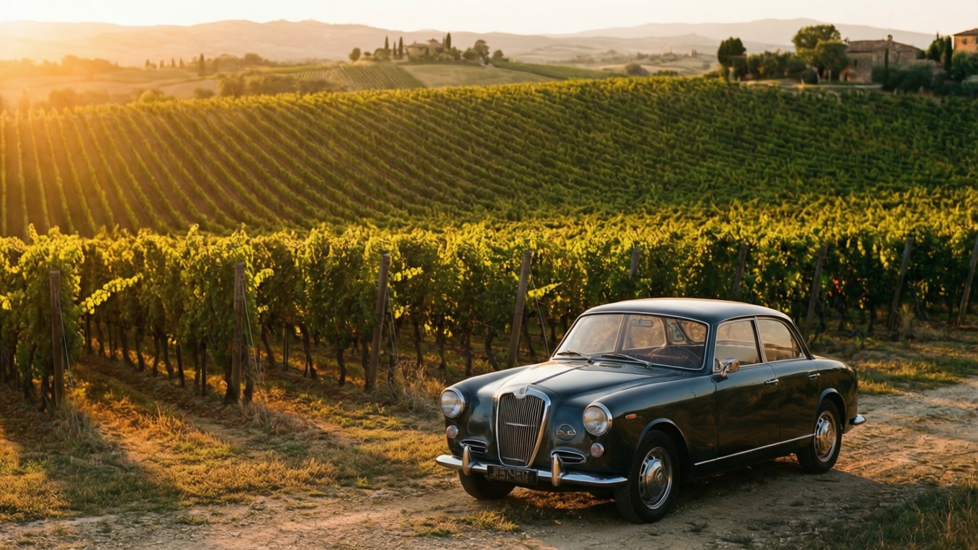 Vineyard Sunset Wallpaper