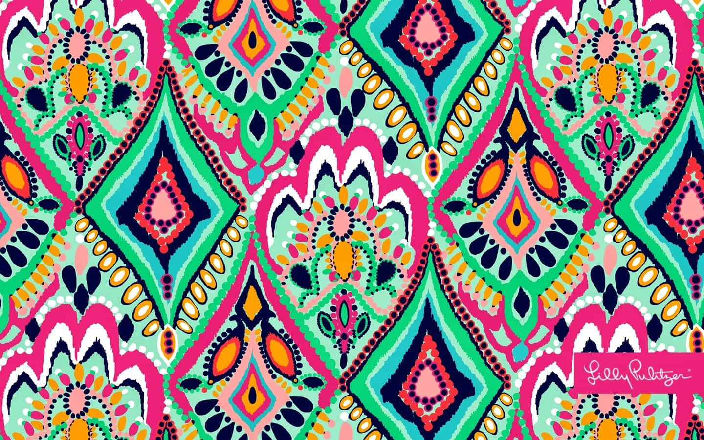 A Colorful Paisley Pattern With A Pink, Blue And Green Background Wallpaper
