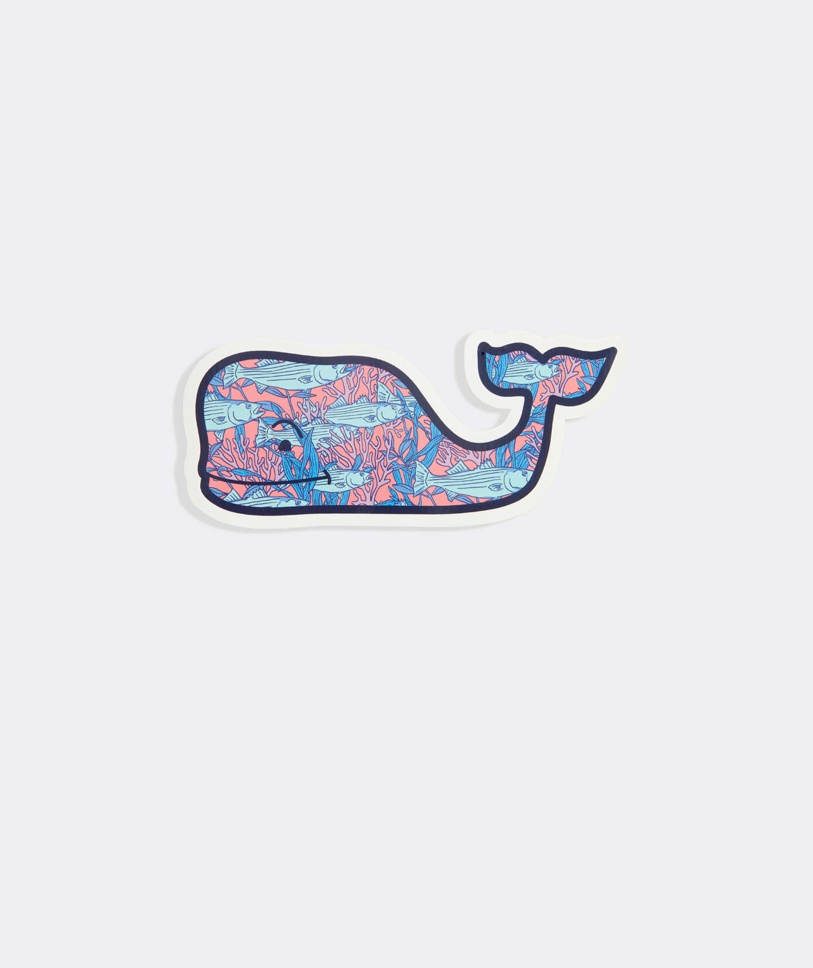 En hval mærkat med lyserøde og blå designs Wallpaper