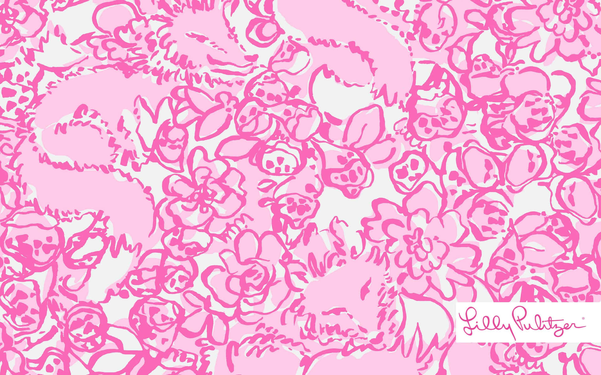 Et pink og hvidt blomstret mønster med en libelle på hver blomst Wallpaper