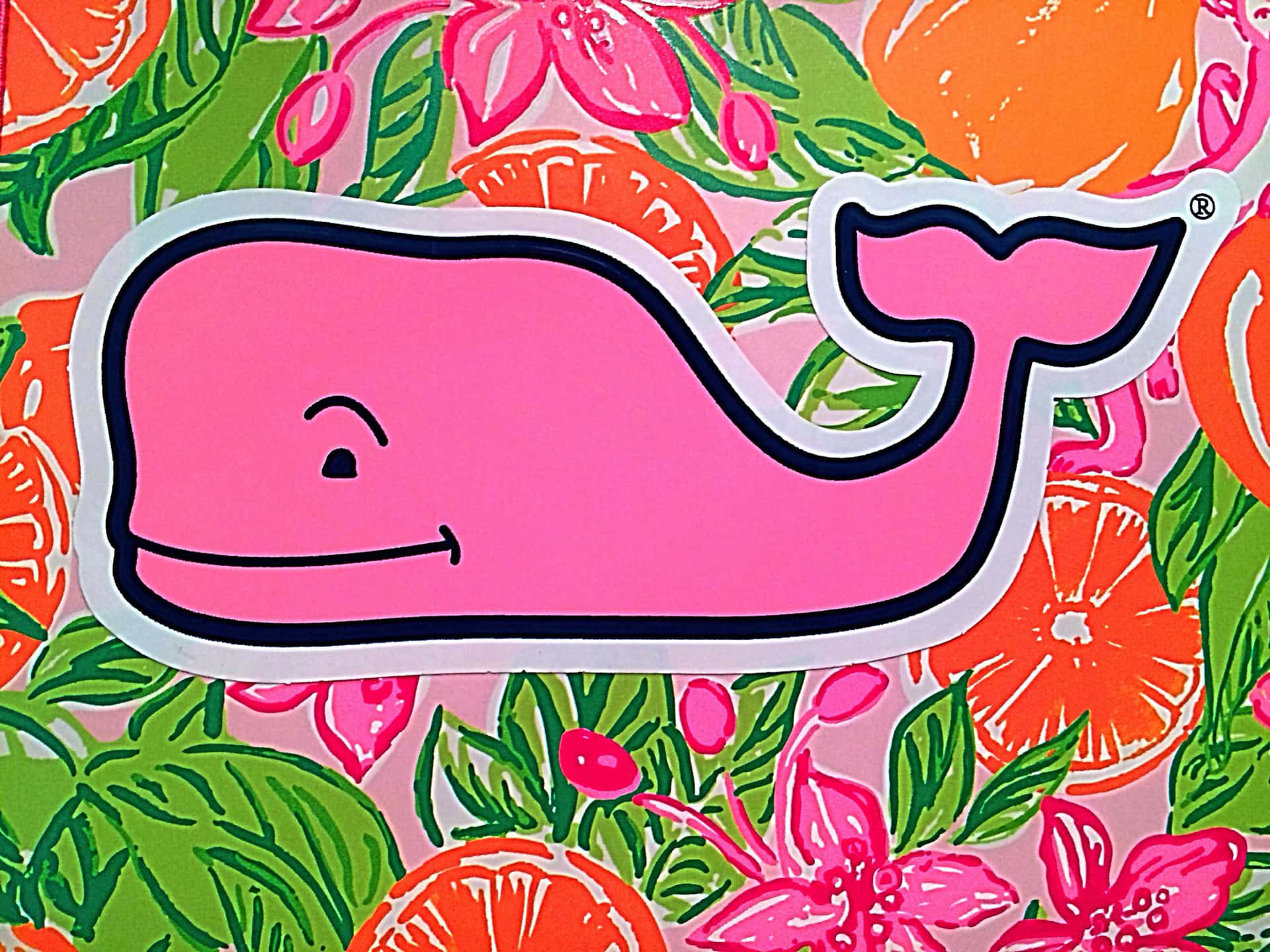 Download Vineyard Vines Whale On Flowers Wallpaper