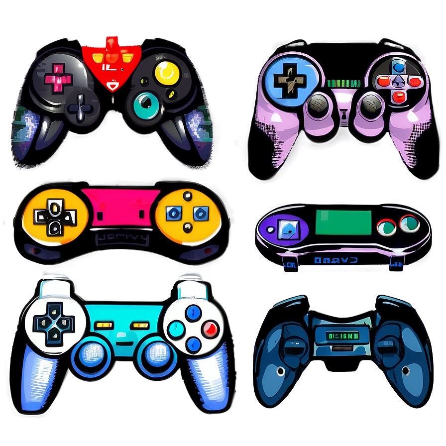 Vintage 16 Bit Game Controllers Png 2 PNG