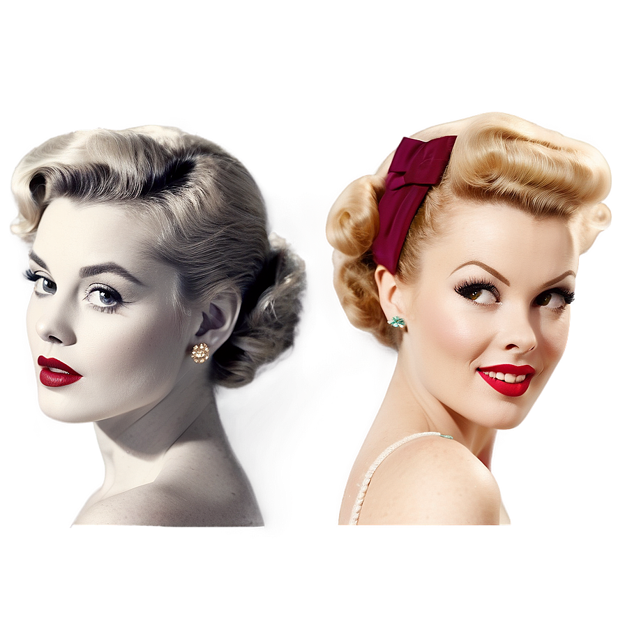 Vintage 1950s Hairstyles And Makeup Png Nkt PNG