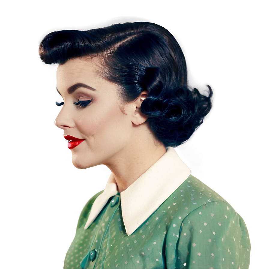 Vintage 1950s Hairstyles And Makeup Png Seg47 PNG