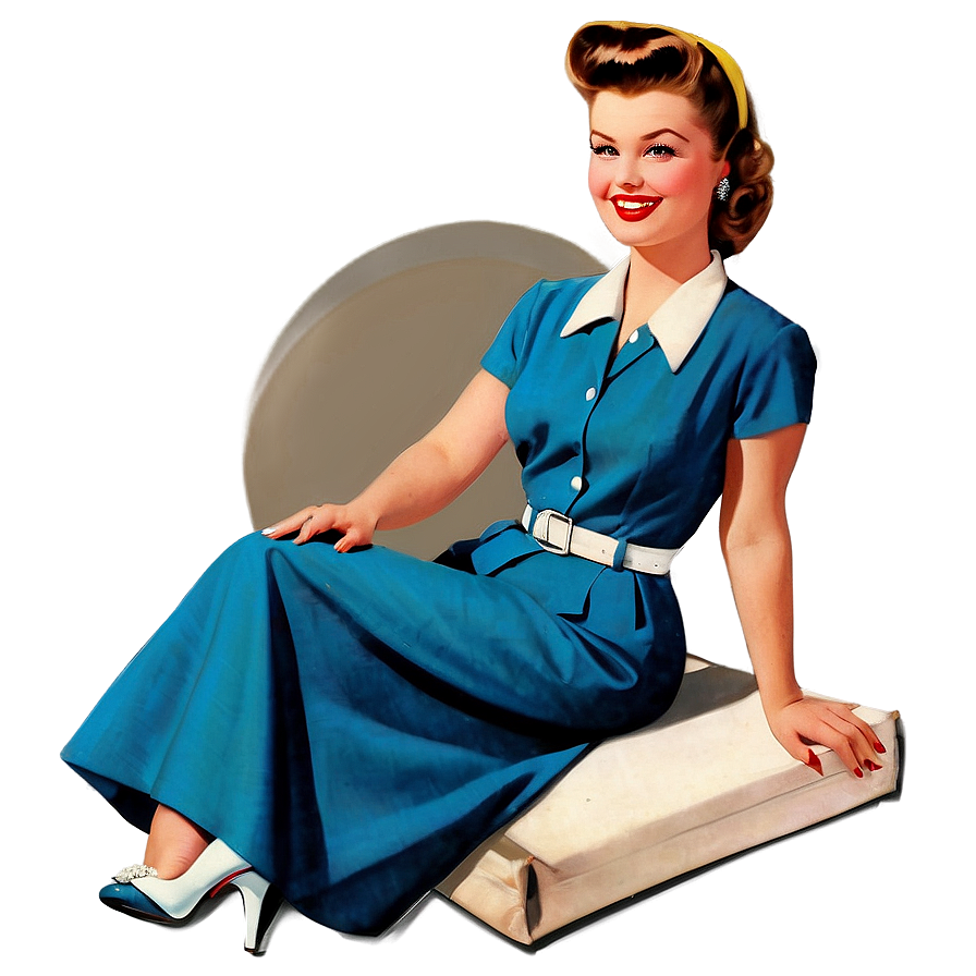 Vintage 1950s Pin-up Girls Png Isa84 PNG