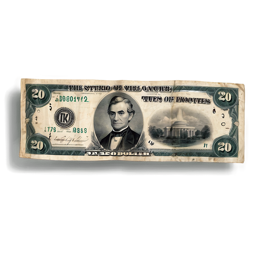 Vintage 20 Dollar Note Png 06132024 PNG