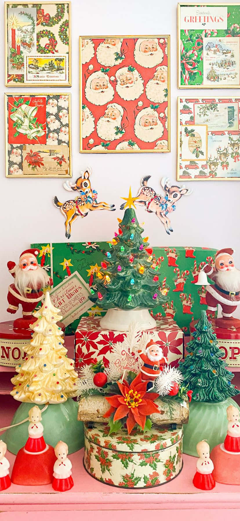 Vintage_50s_ Christmas_ Decor_ Display Wallpaper