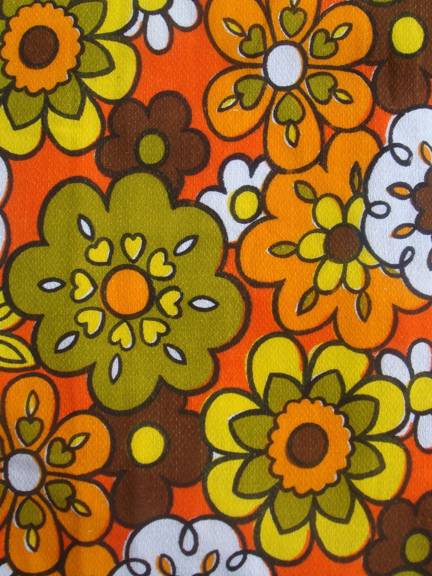 Vintage 60s Blooming Floral Pattern Wallpaper