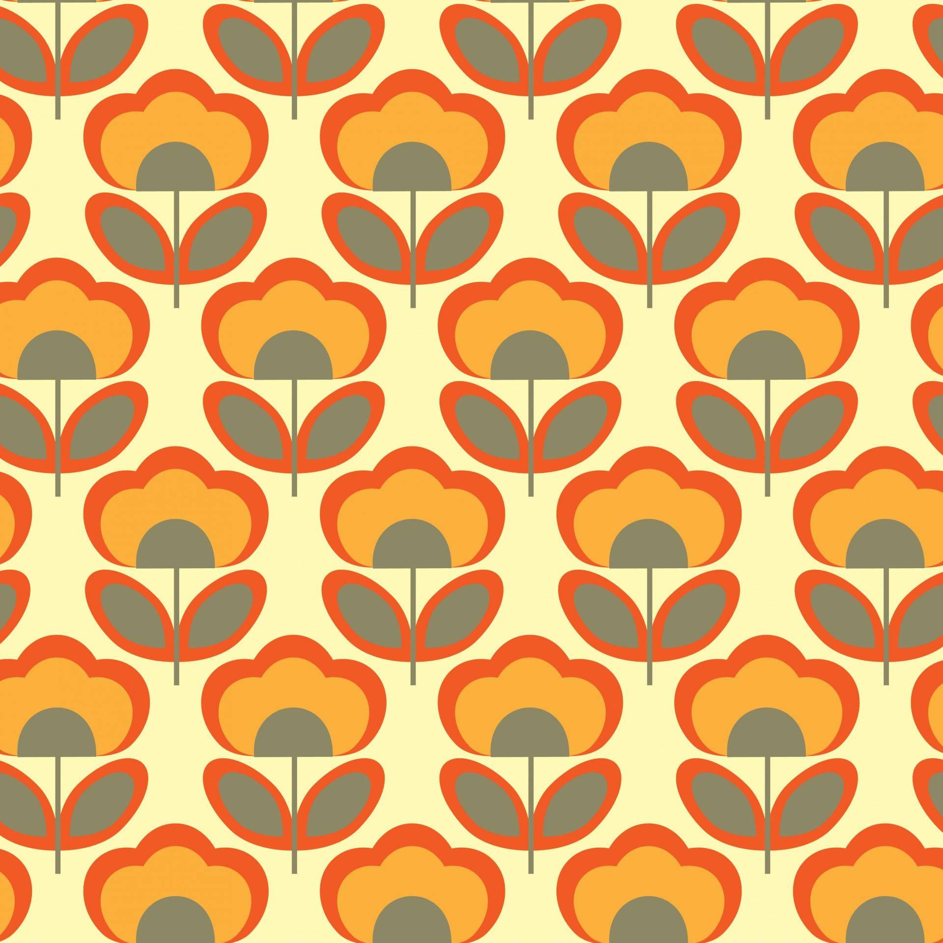 A Pattern Of Orange And Grey Flowers Wallpaper