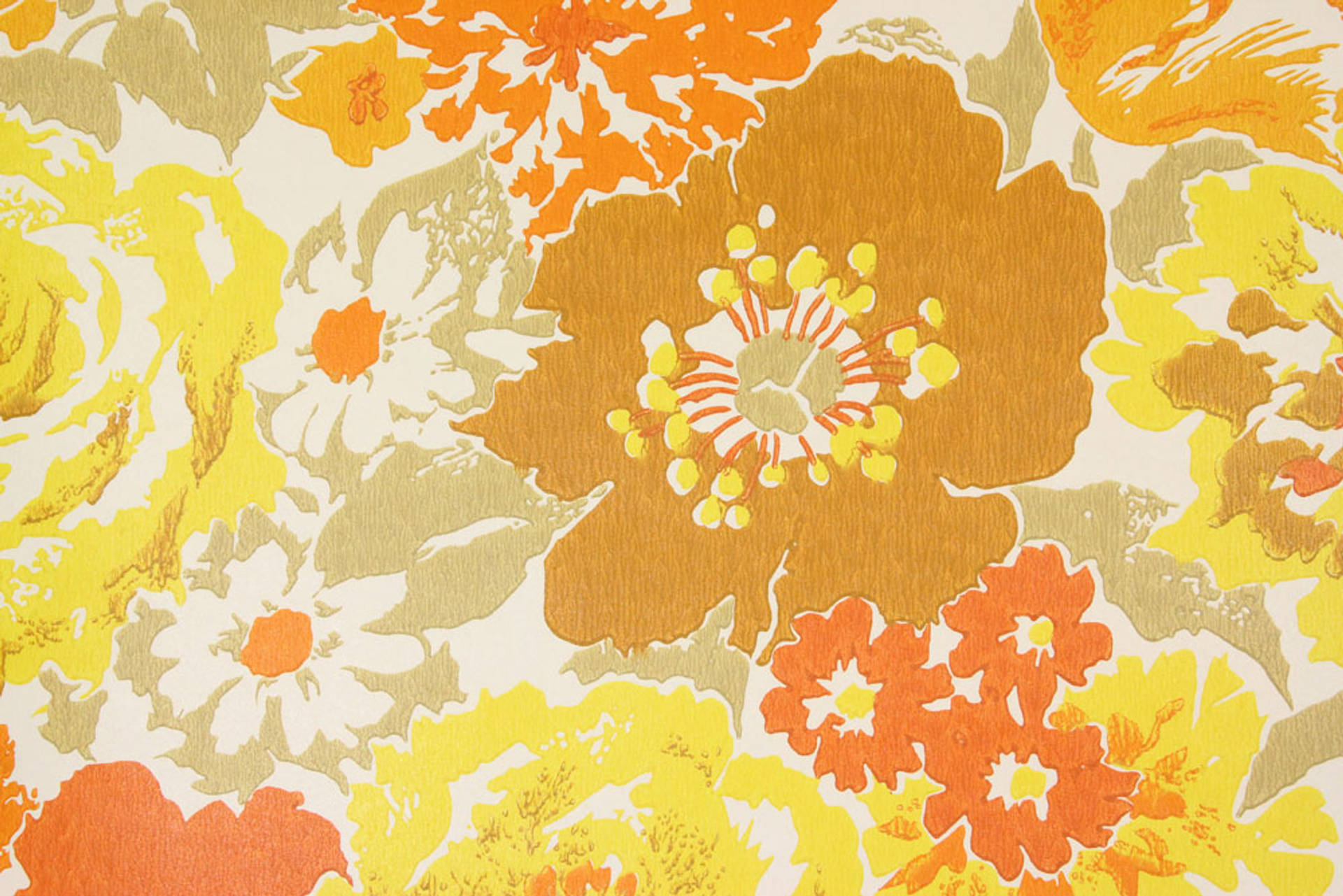 Eingelber Und Orangefarbener Blumenmuster Wallpaper