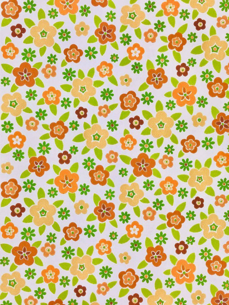 En hvid og orange blomstermønster Wallpaper