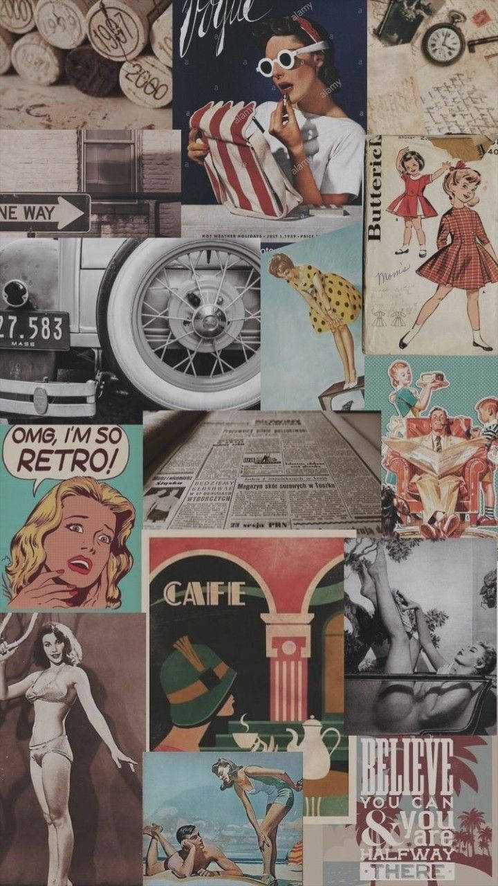Vintage 90's Photo Collage Aesthetic Wallpaper