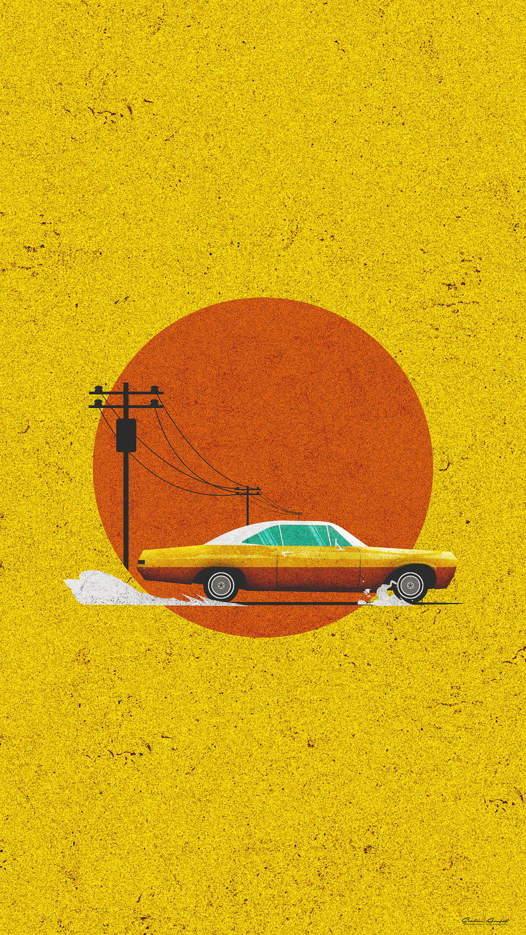 Vintage 90's Yellow Car Aesthetic Wallpaper
