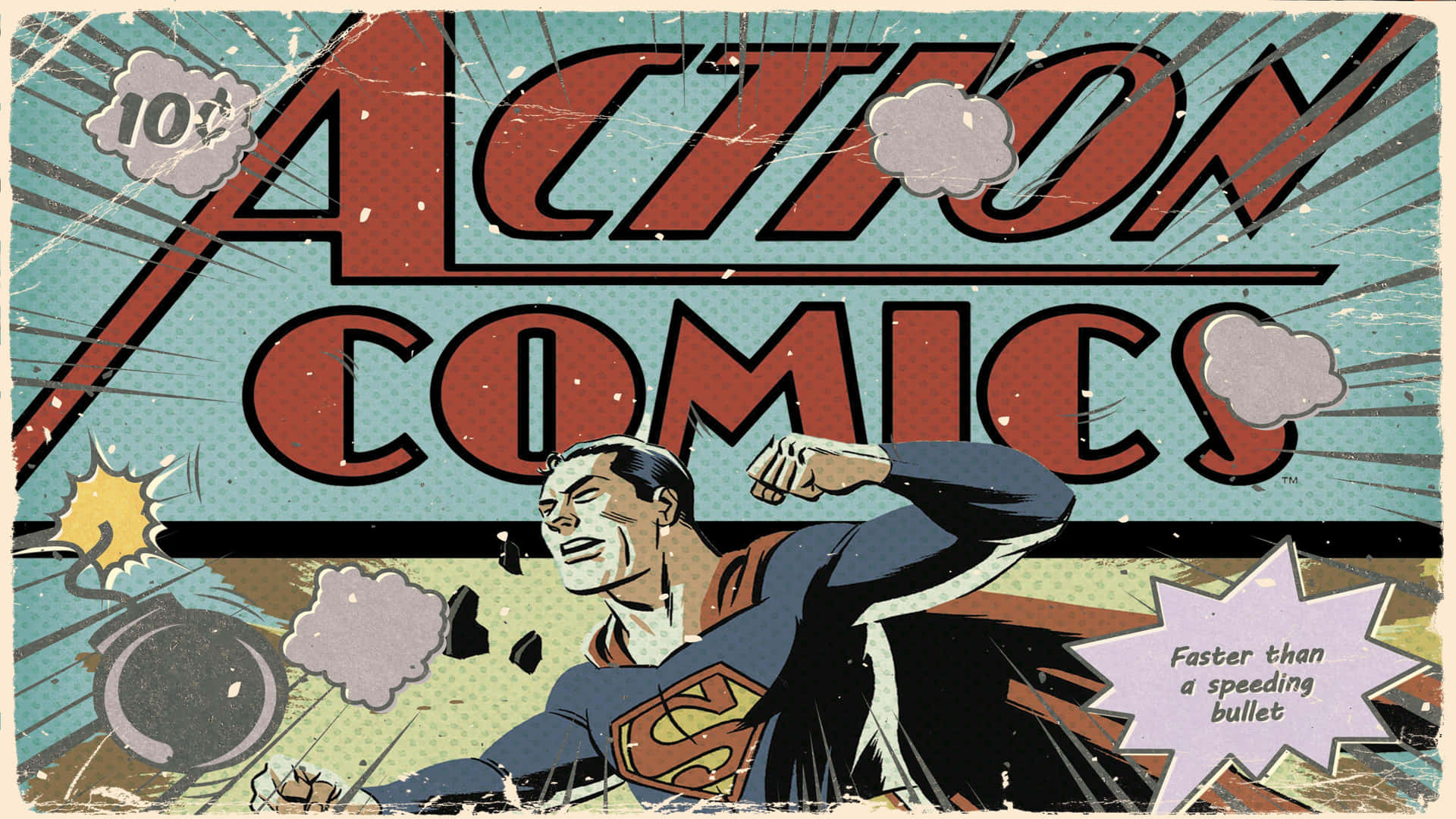 Vintage Action Comics Superman Cover Wallpaper