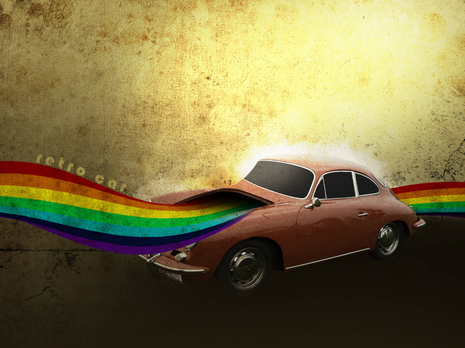 Vintage Aesthetic Rainbow Car Wallpaper