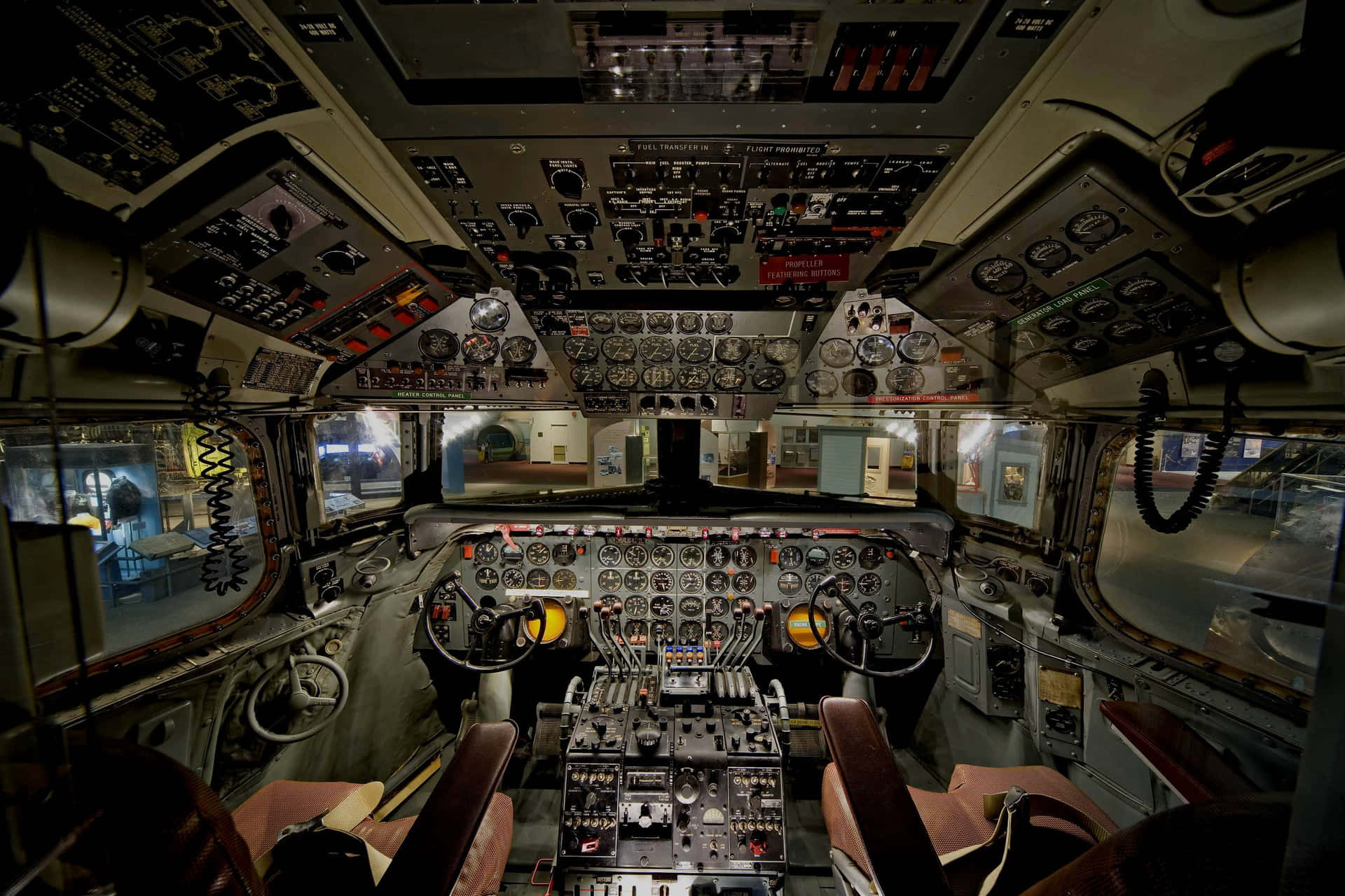 Vintage Aircraft Cockpit Interior Wallpaper