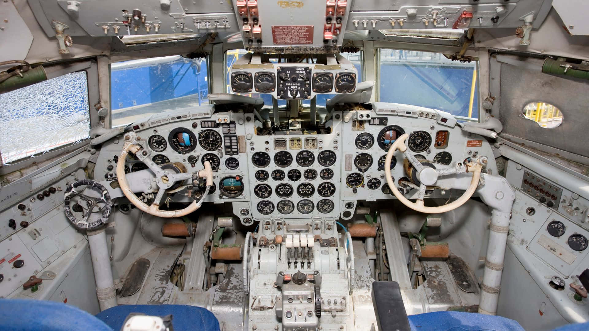 Vintage Aircraft Cockpit Interior Wallpaper