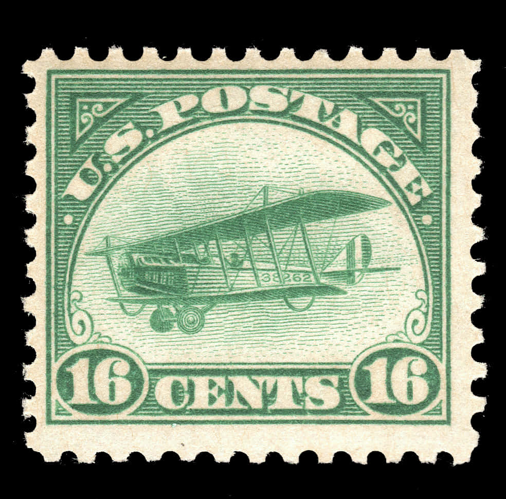 Vintage Airplane Stamp16 Cents PNG
