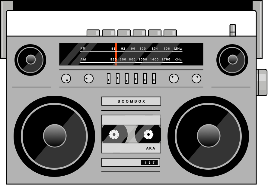 Vintage Akai Boombox Illustration PNG