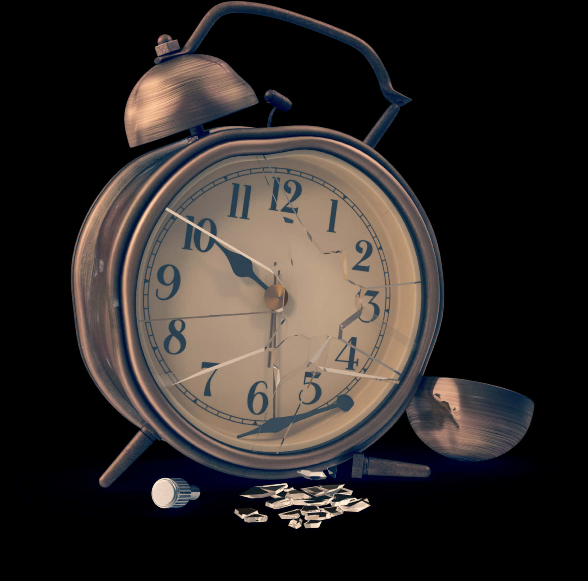 Vintage Alarm Clock Broken PNG