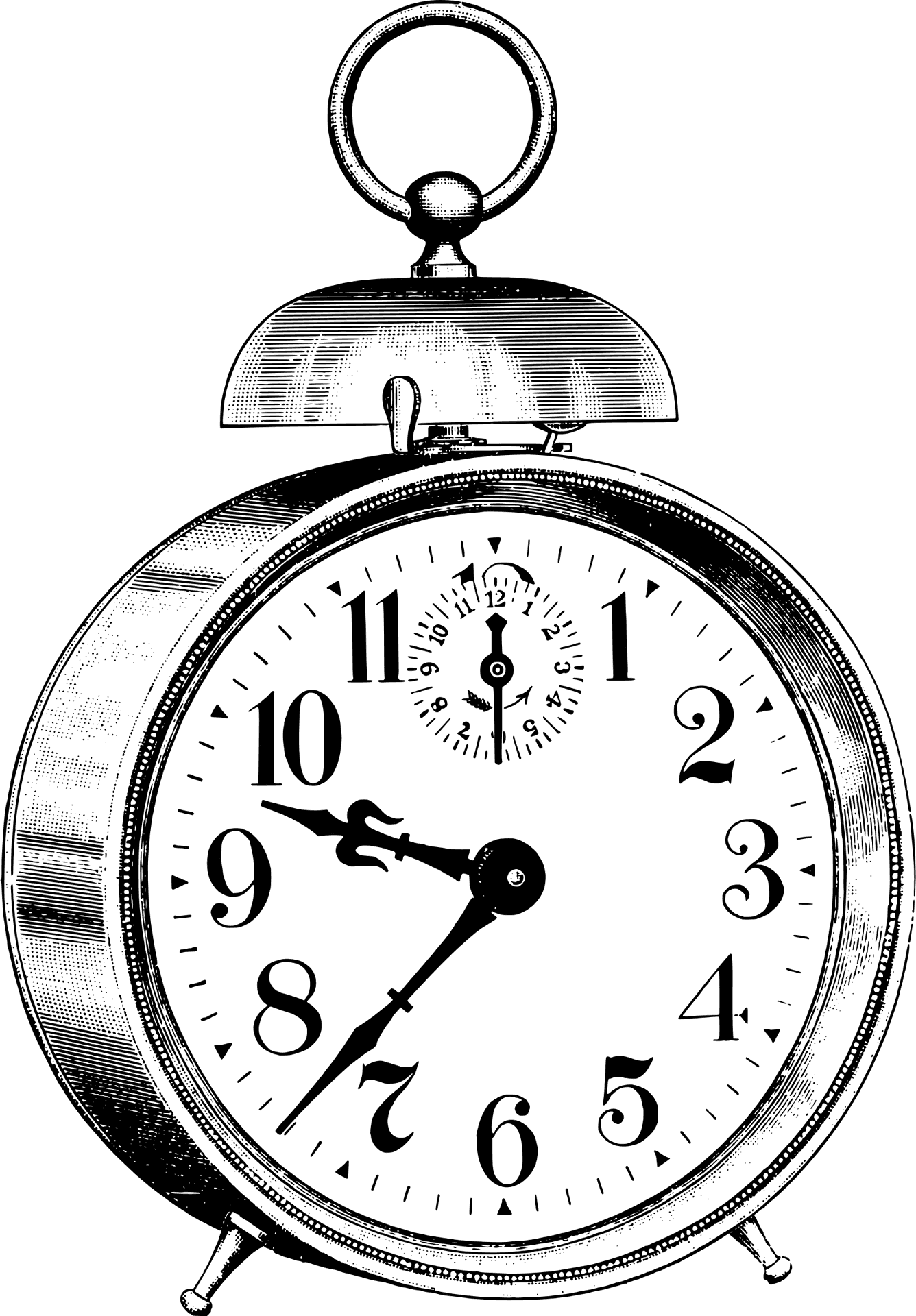 Vintage Alarm Clock Illustration PNG