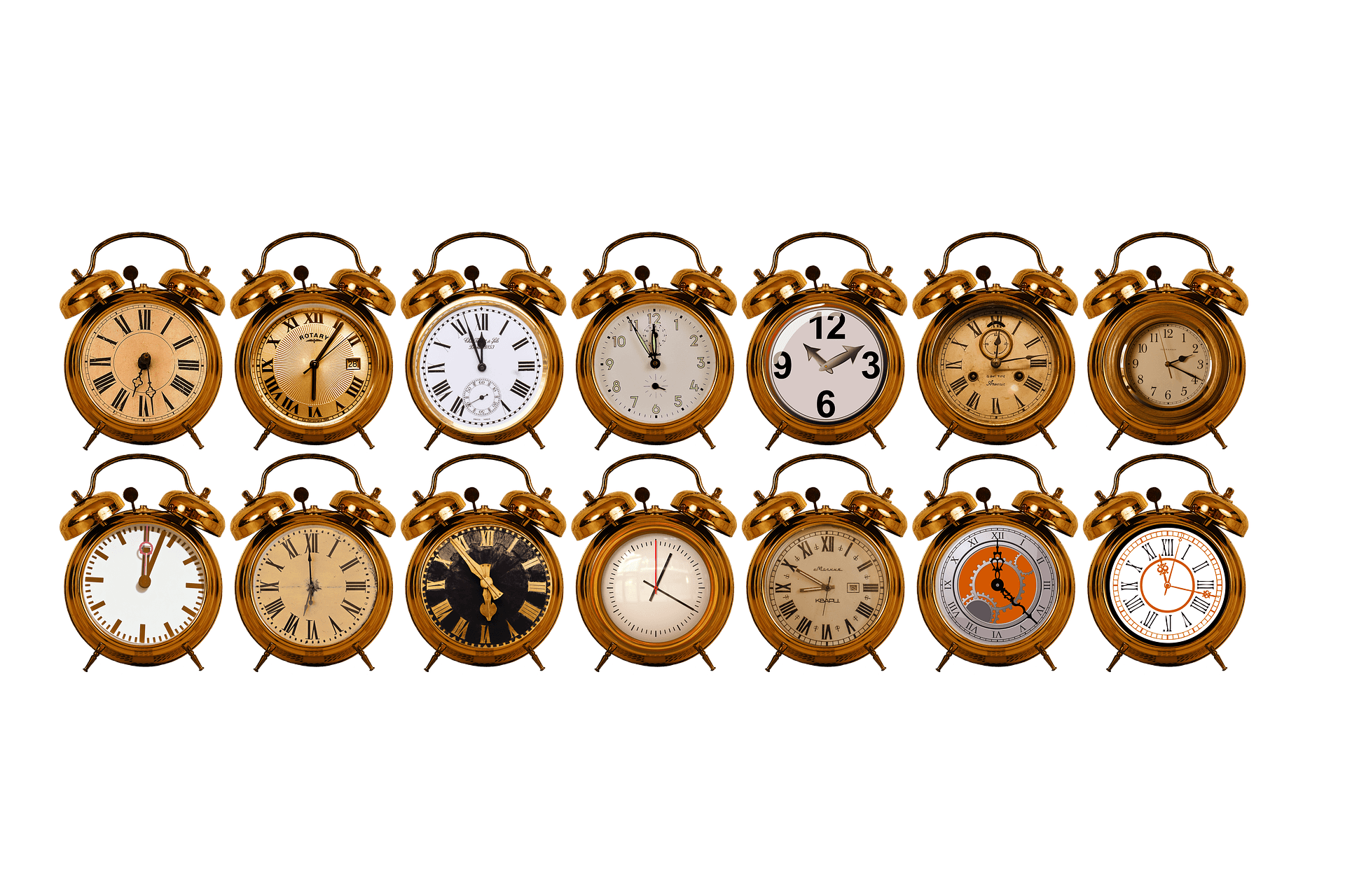 Vintage Alarm Clocks Collection PNG