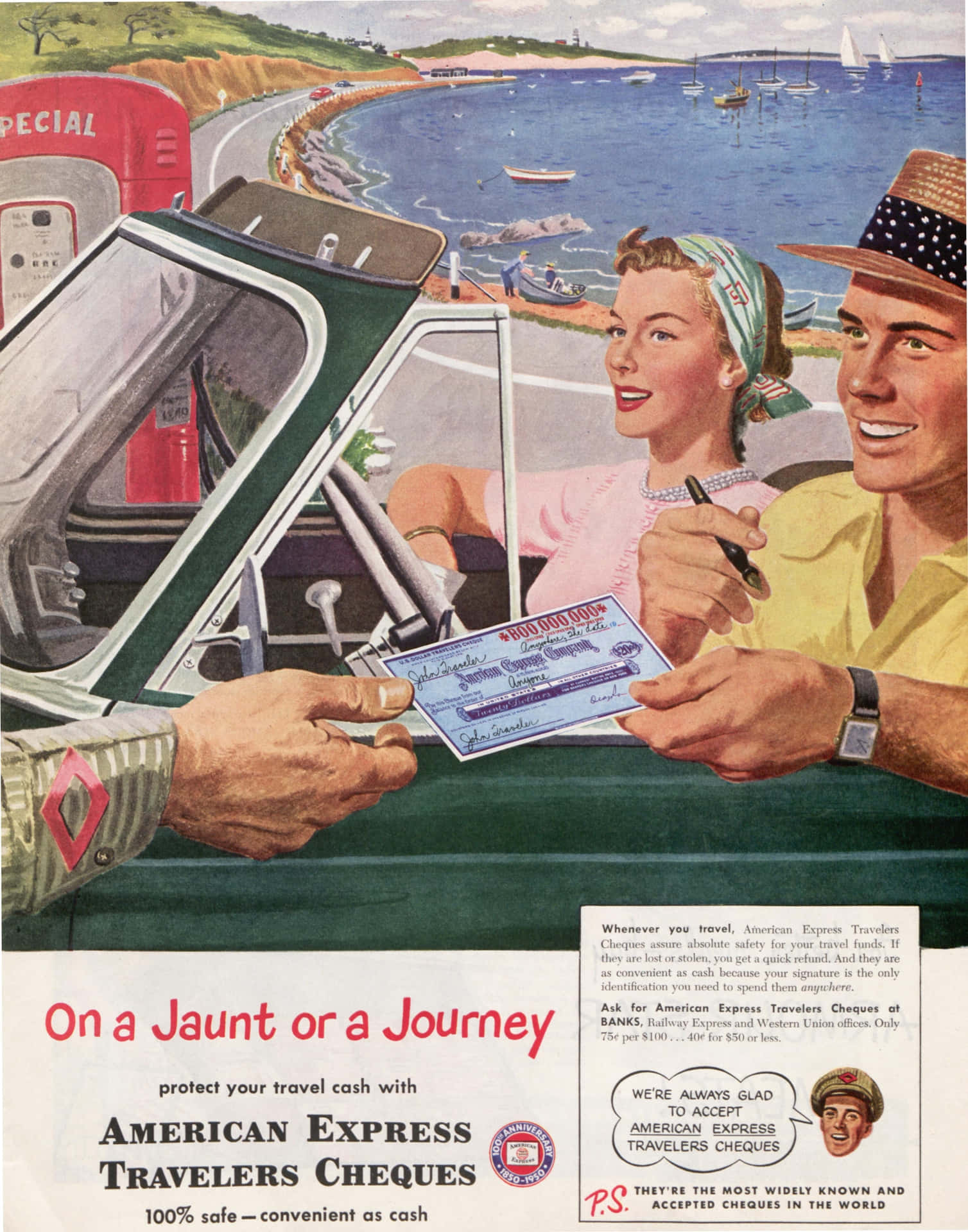 Vintage American Express Travelers Cheques Ad Wallpaper