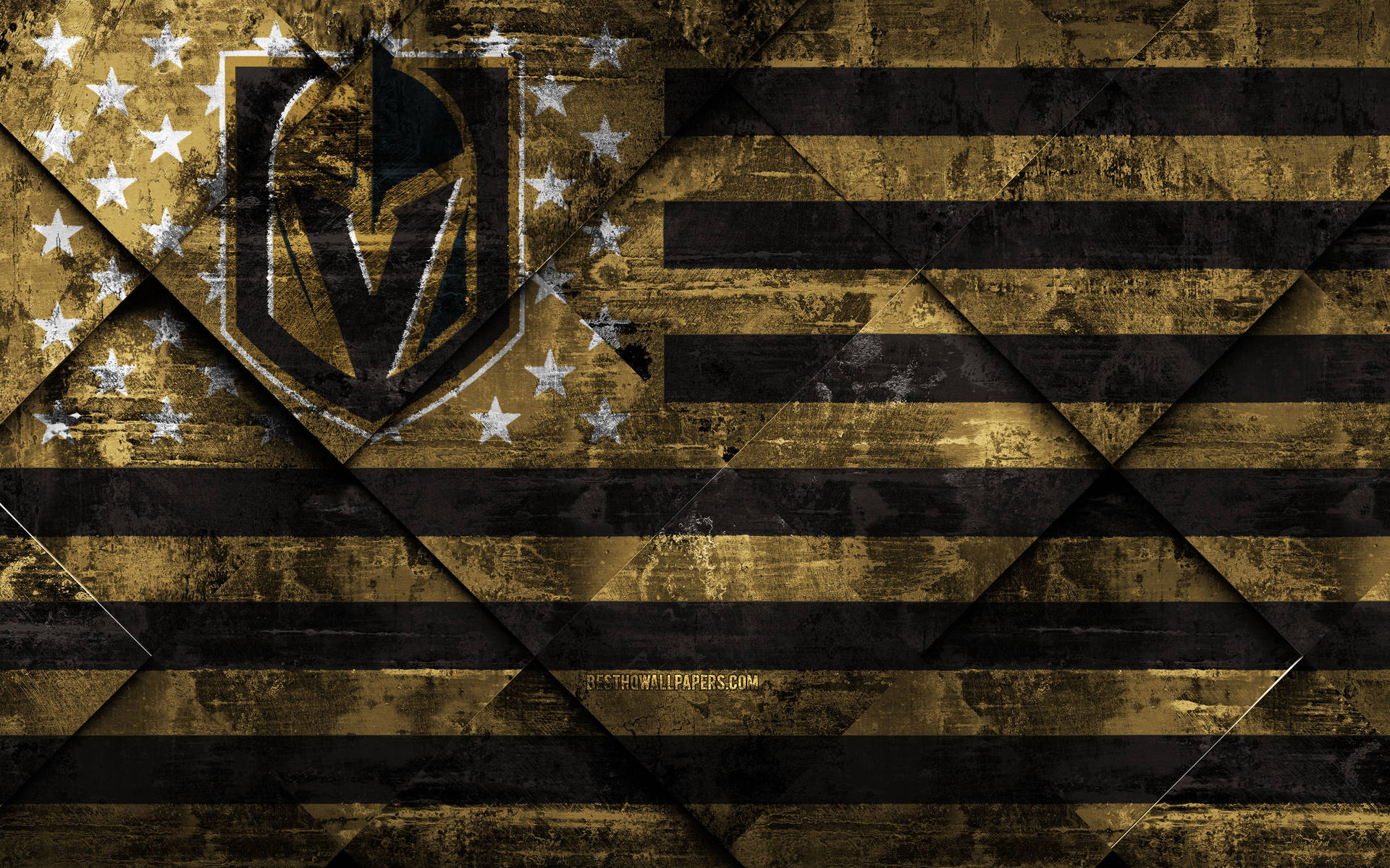 Vintage American Flag With Vegas Golden Knights Wallpaper