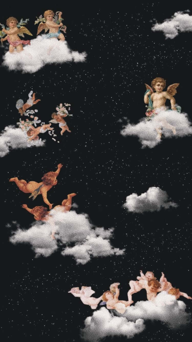 Vintage Angel Aesthetic Night Sky Wallpaper