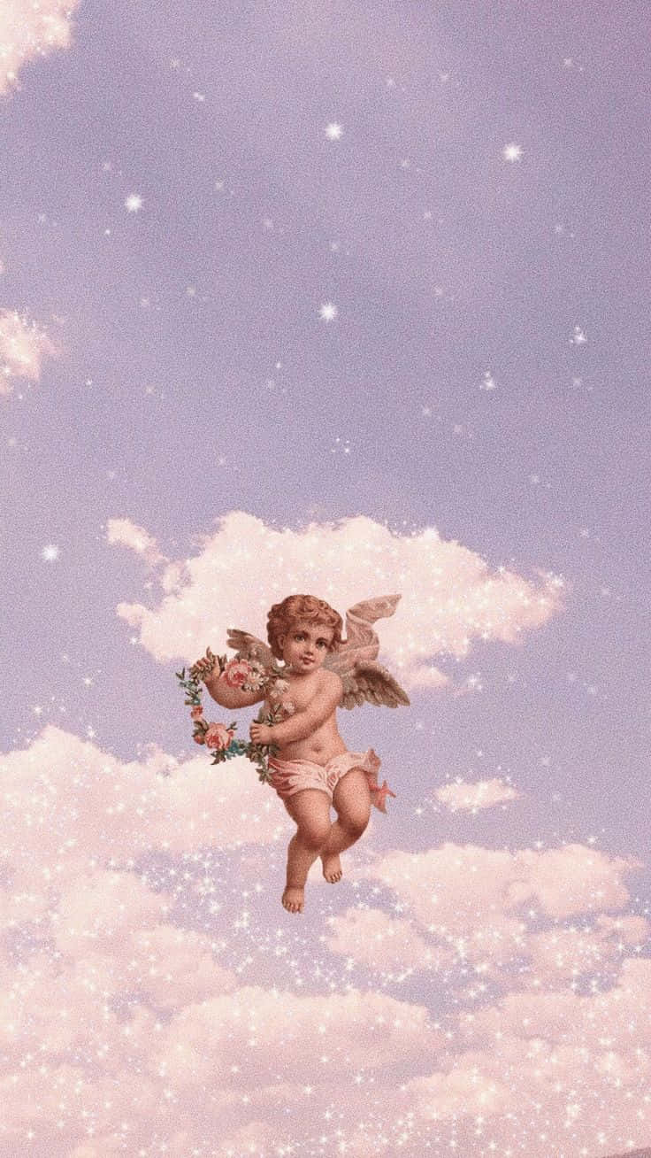 Vintage Angel Among Starsand Clouds.jpg Wallpaper