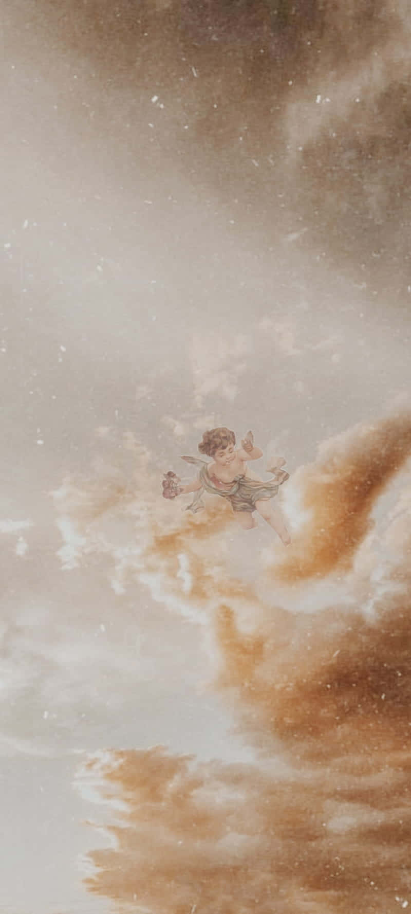 Vintage Angel Ascending Clouds Wallpaper