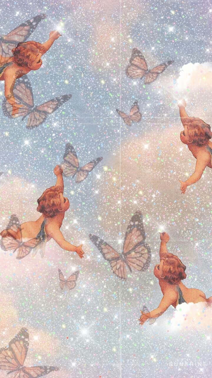 Vintage Angel Butterfly Aesthetic.jpg Wallpaper