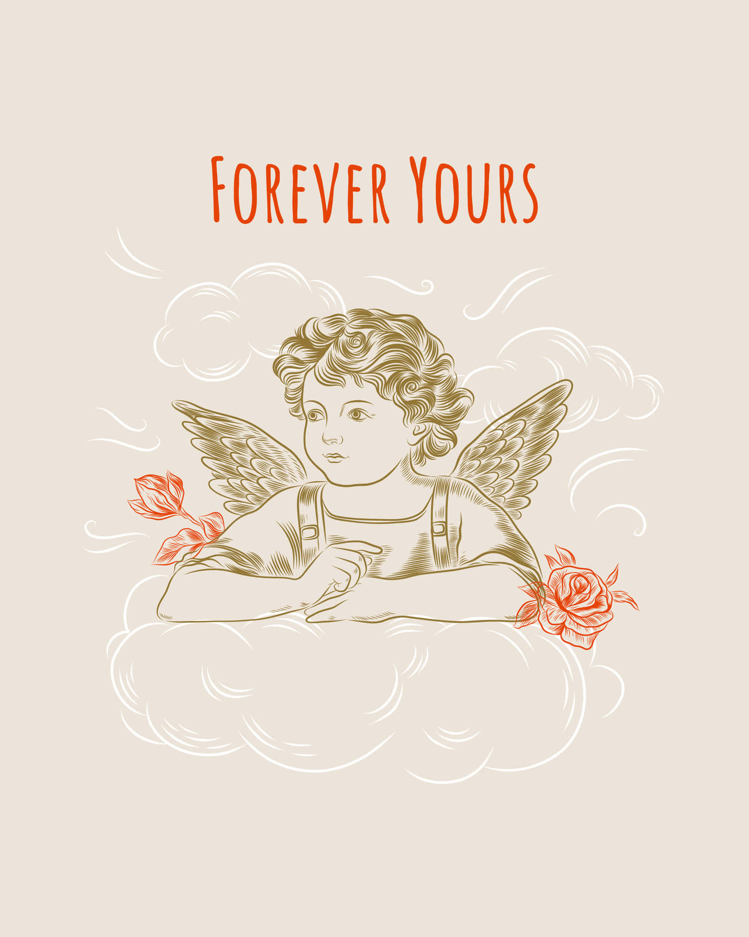 Vintage_ Angel_ Forever_ Yours_ Illustration Wallpaper