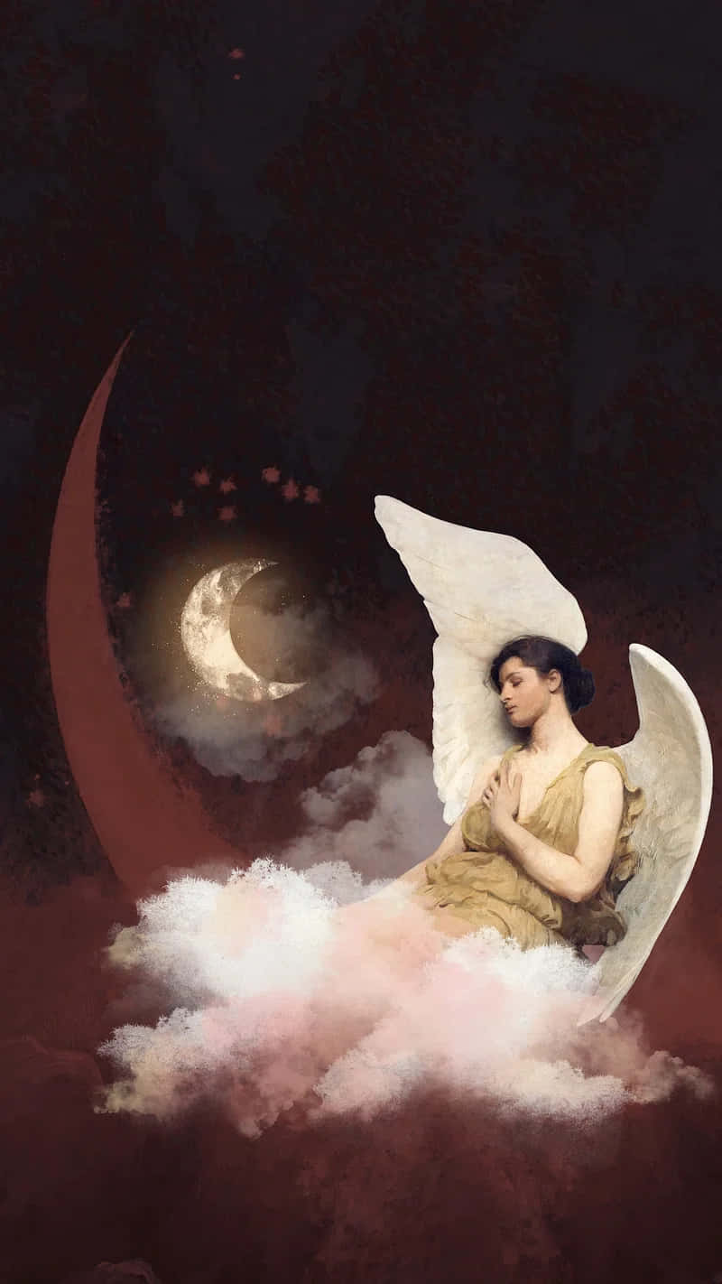 Vintage Angel Moonlit Serenity Wallpaper
