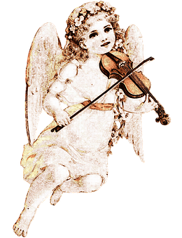 Vintage Angel Playing Violin PNG
